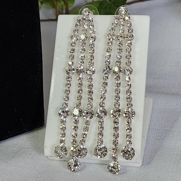 Statement Silver Crystal Collar Bib Necklace Earrings Bracelet Set New - Picture 7 of 11